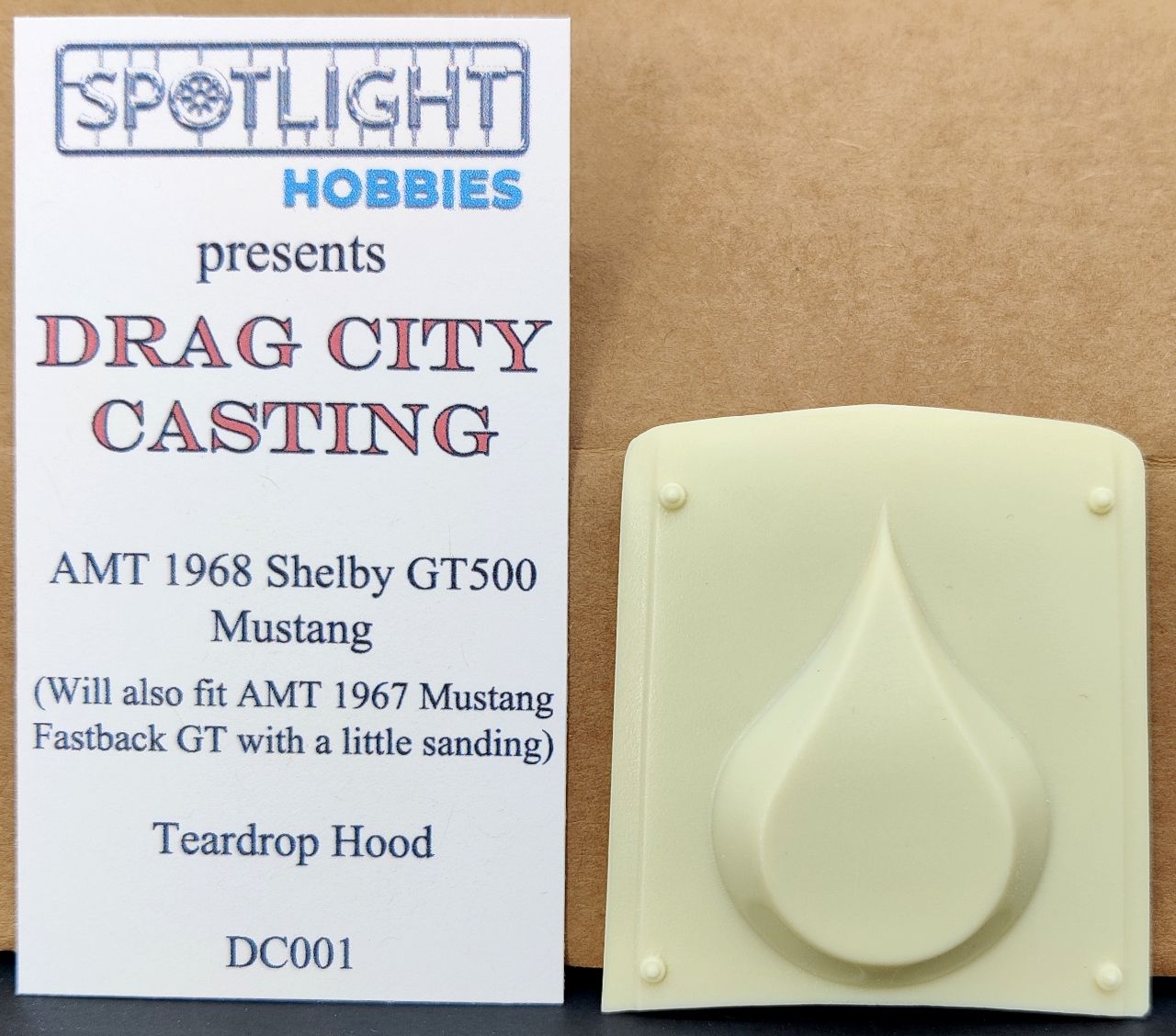 Drag City Casting Resin Teardrop Hood Amt 1968 Ford Shelby Gt500 Mustang Spotlight Hobbies 8649