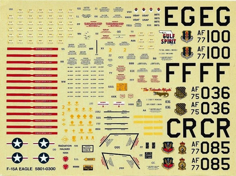 Monogram McDonnell Douglas F-15 Eagle, 1/48 Scale Decals, 6.25 x 4.5 ...