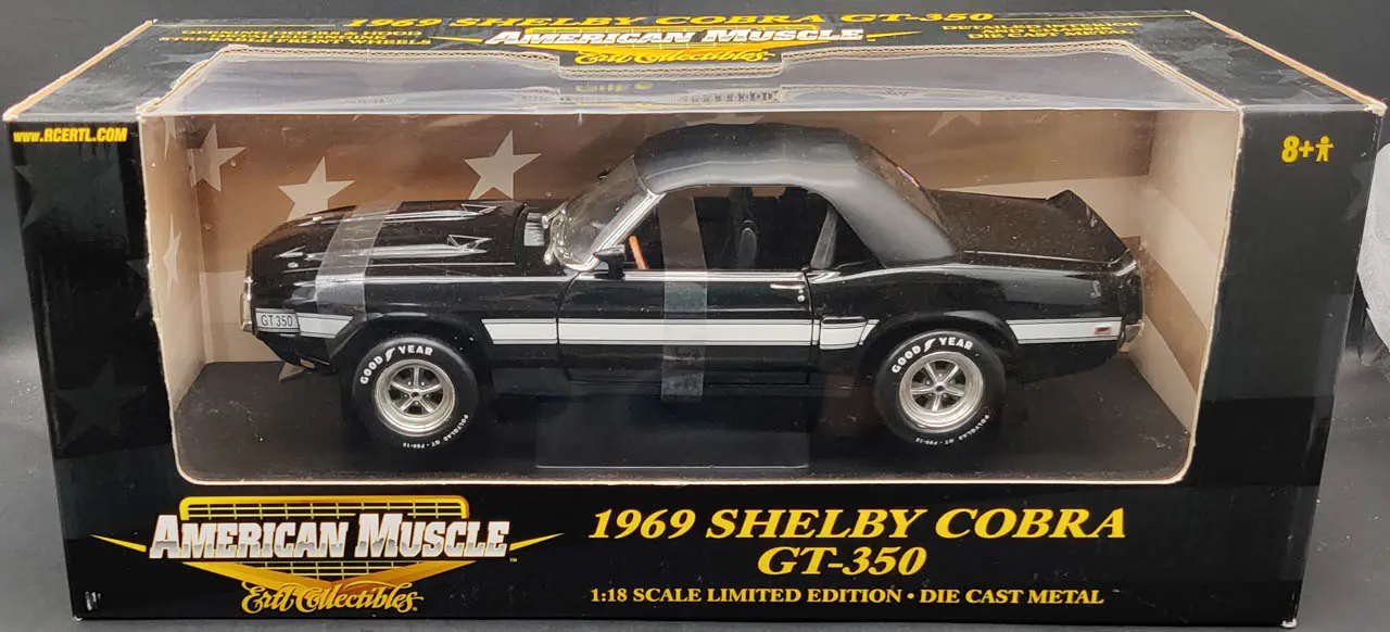 Ertl American Muscle 1/18 Scale 1969 Ford Mustang Shelby Cobra GT-350  Convertible - Black with Black Interior - Spotlight Hobbies